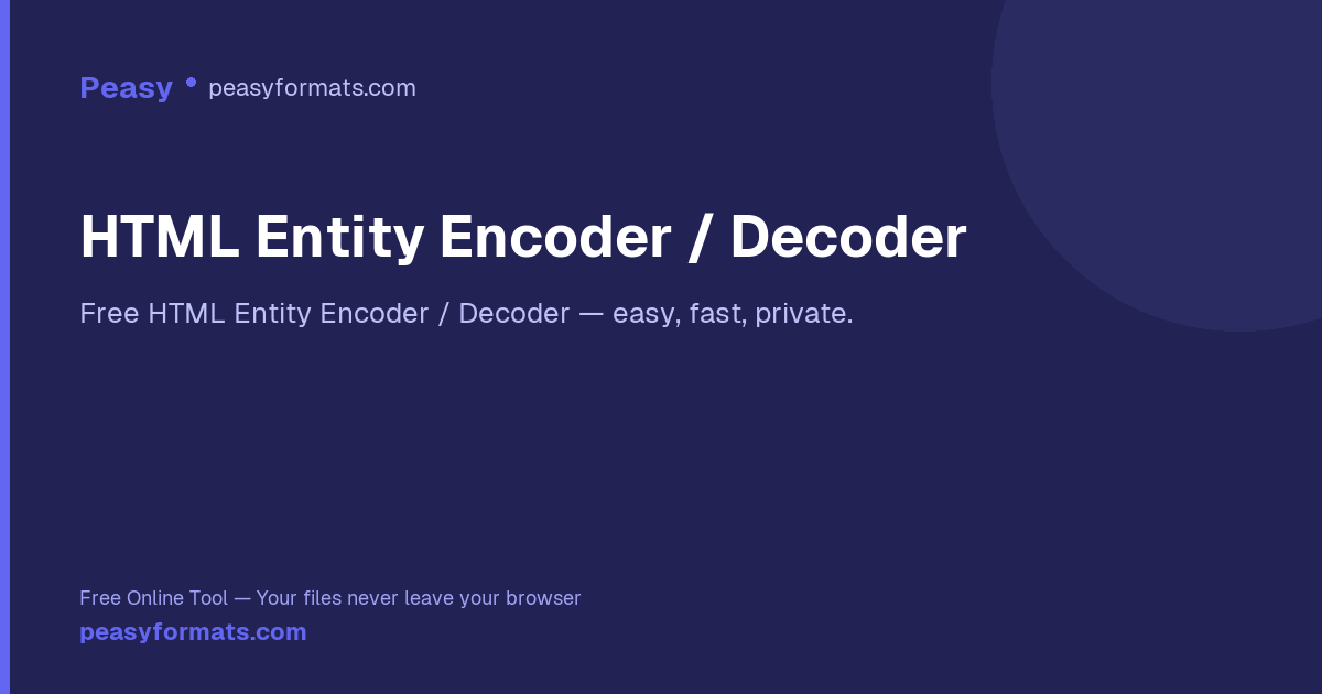 HTML Entity Encoder / Decoder — Peasy Design