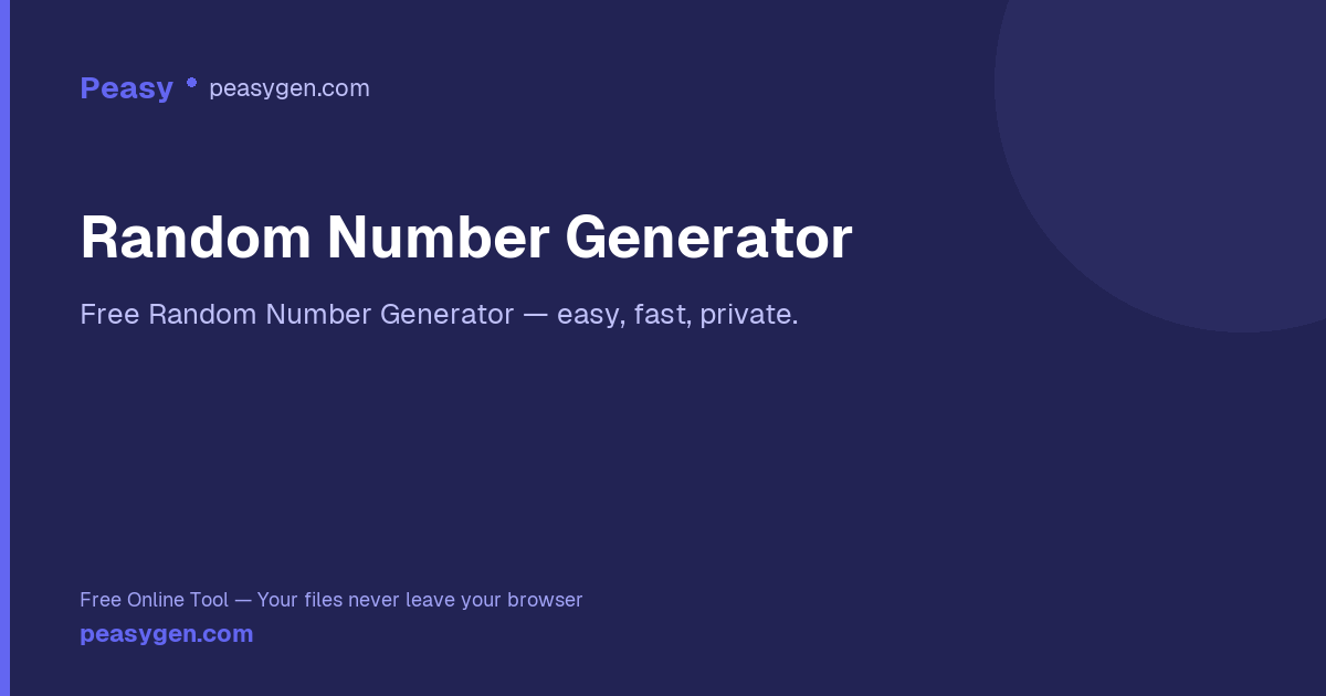 Random Number Generator — Peasy Design