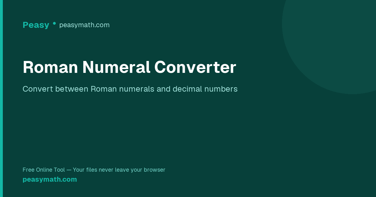 Roman Numeral Converter — Decimal to Roman & Back