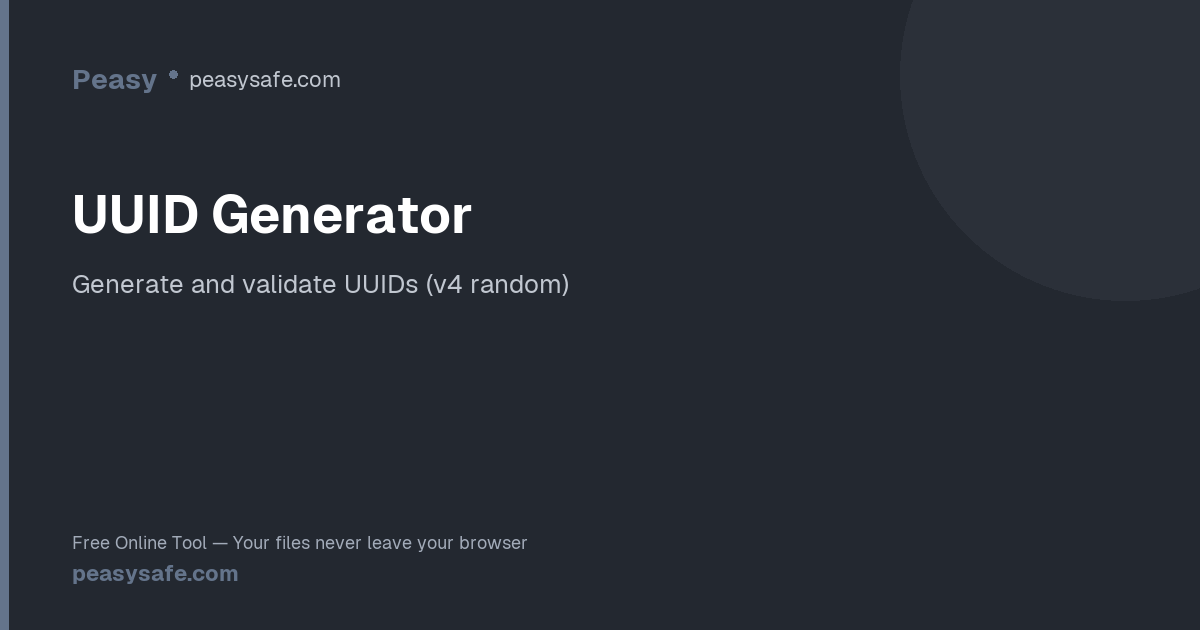 UUID Generator — Random v4 UUID & Validator | PeasySafe