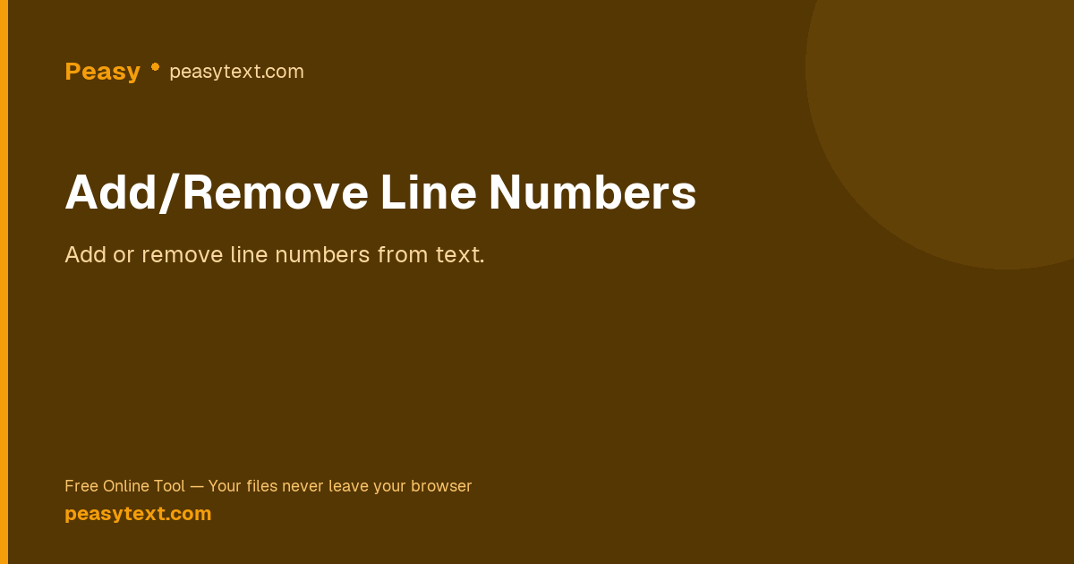 Add/Remove Line Numbers — Free Online Line Numbering Tool